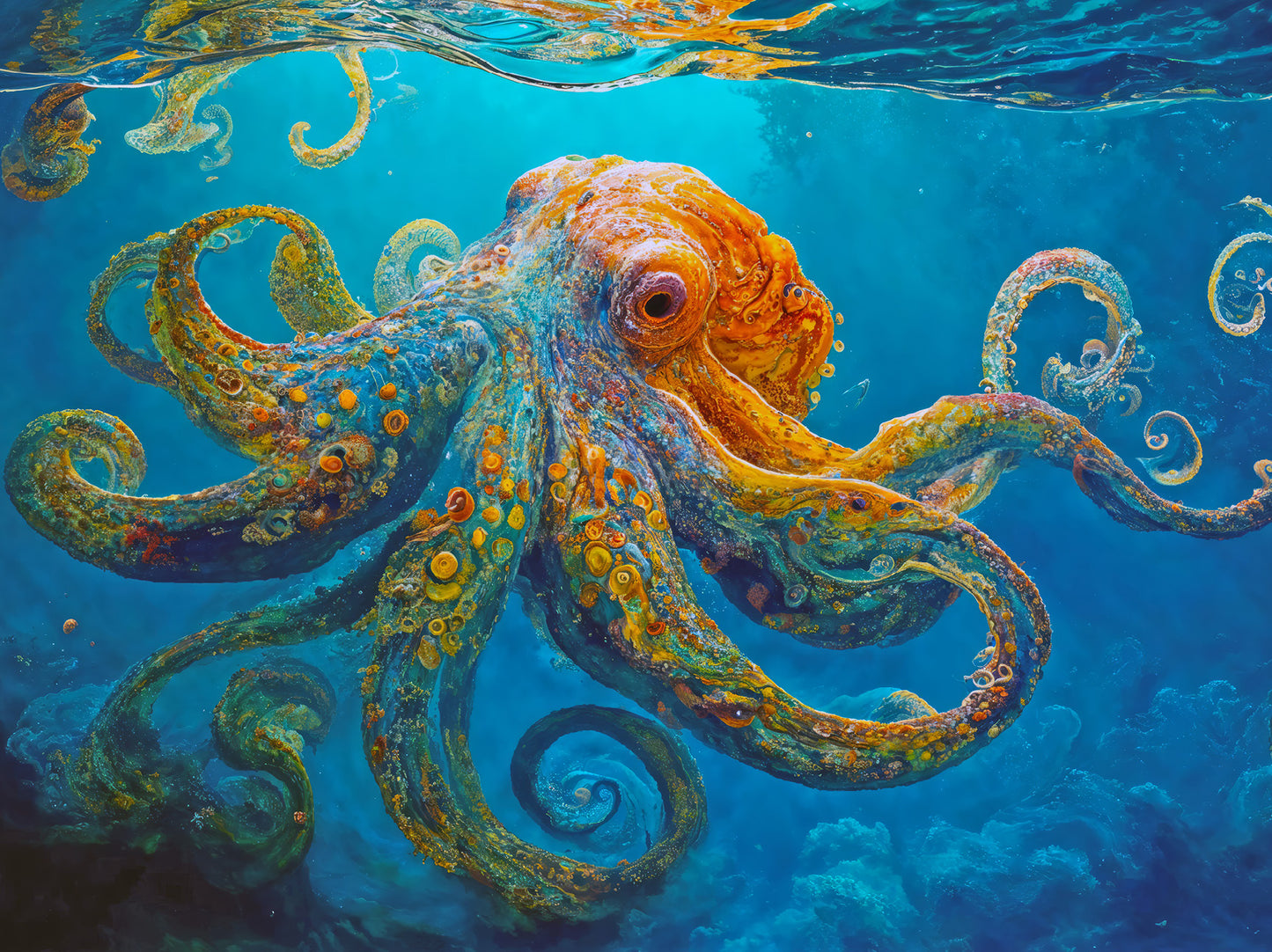 Octopus in a Swirling Sea