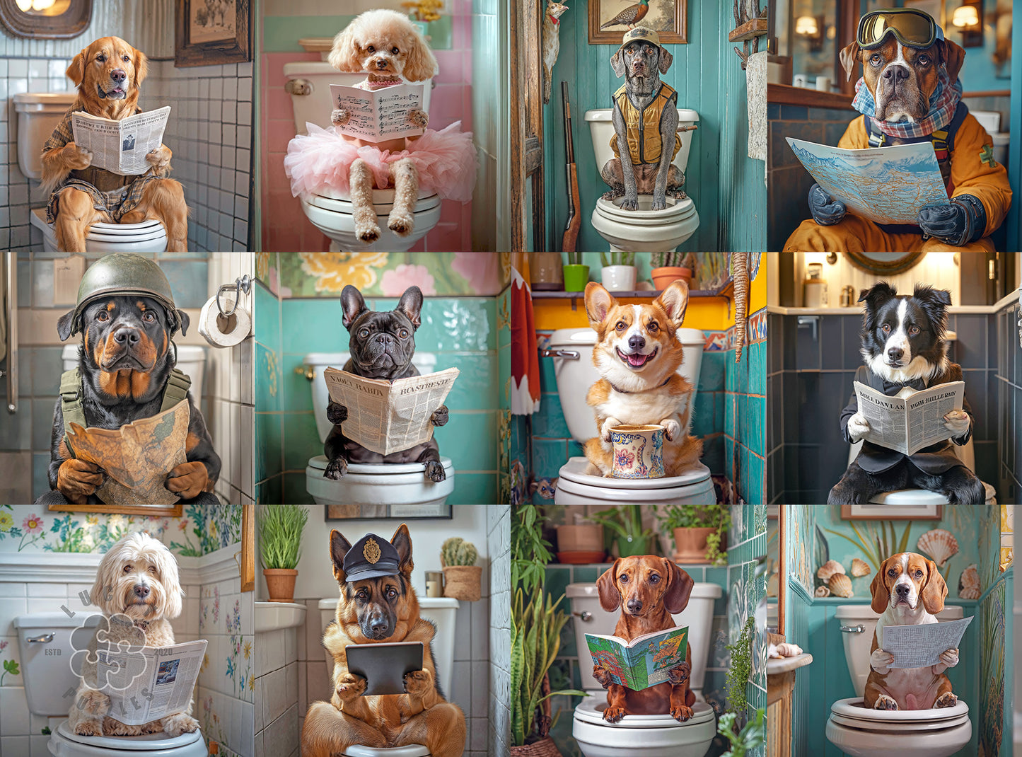 Dog Puzzle – Dogs in the Loo: A Toilet Tail – 1000 Piece Puzzle