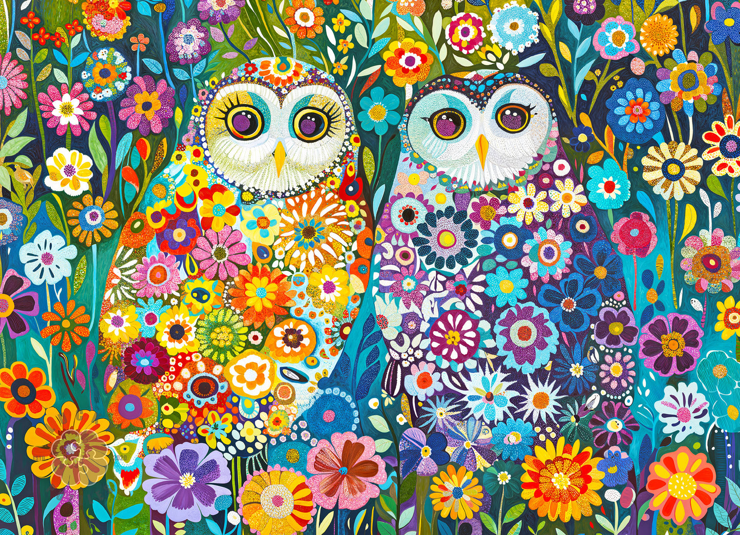 Owl Puzzle – Celestial Owls in Bloom – 1000 Piece Puzzle